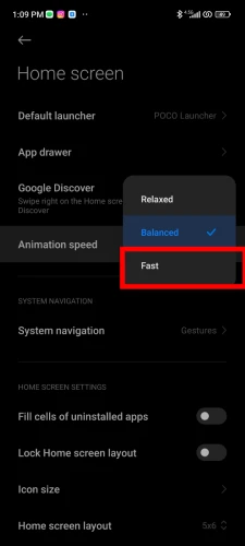 انتخاب گزینه fast