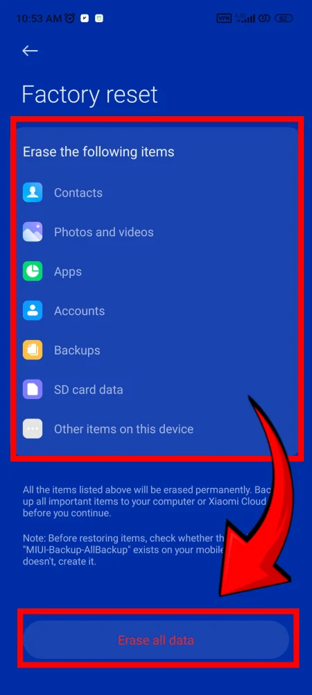 ریست کردن گوشی های شیائومی از تنظیمات