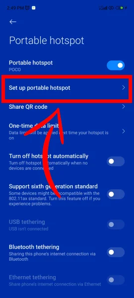تنظیمات هات اسپات