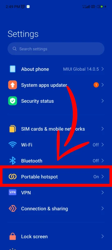 تنظیمات هات اسپات موبایل 