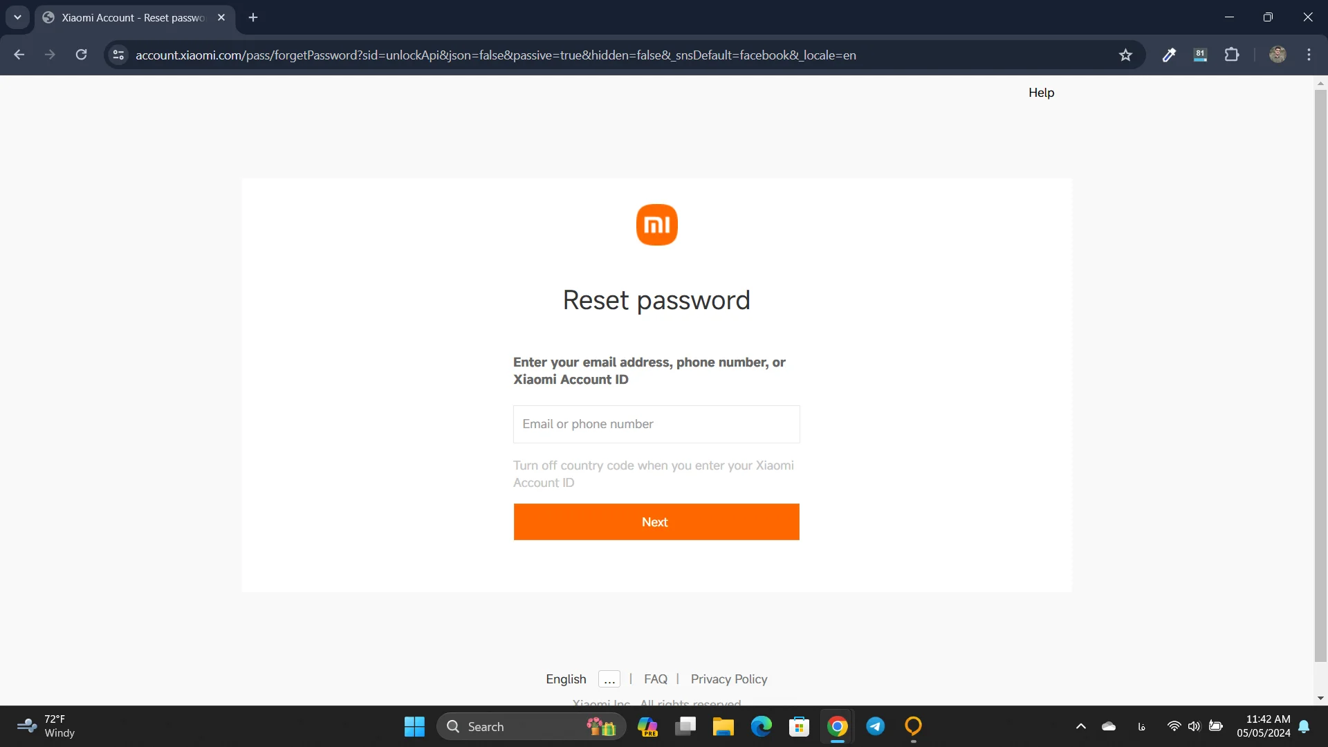 ریست پسورد می اکانت