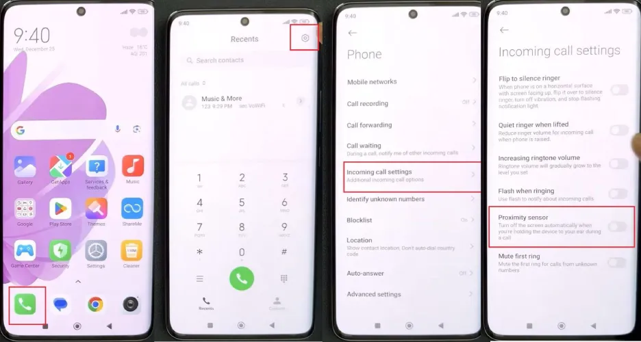 فعال سازی سنسور مجاروت شیائومی از تنظیمات