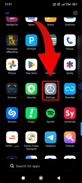 منوی تنظیمات شیائومی
