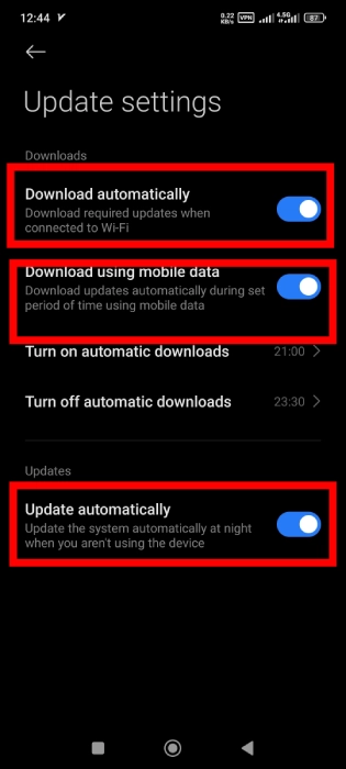تنظیمات آپدیت نشدن گوشی شیائومی
