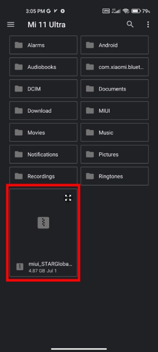 انتخاب بسته آپدیت شیائومی