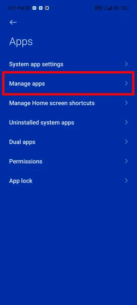 تنظیمات برنامه های شیائومی