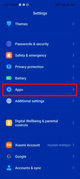 مدیریت برنامه ها در گوشی شیائومی