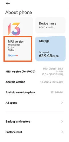 اپدیت MIUI