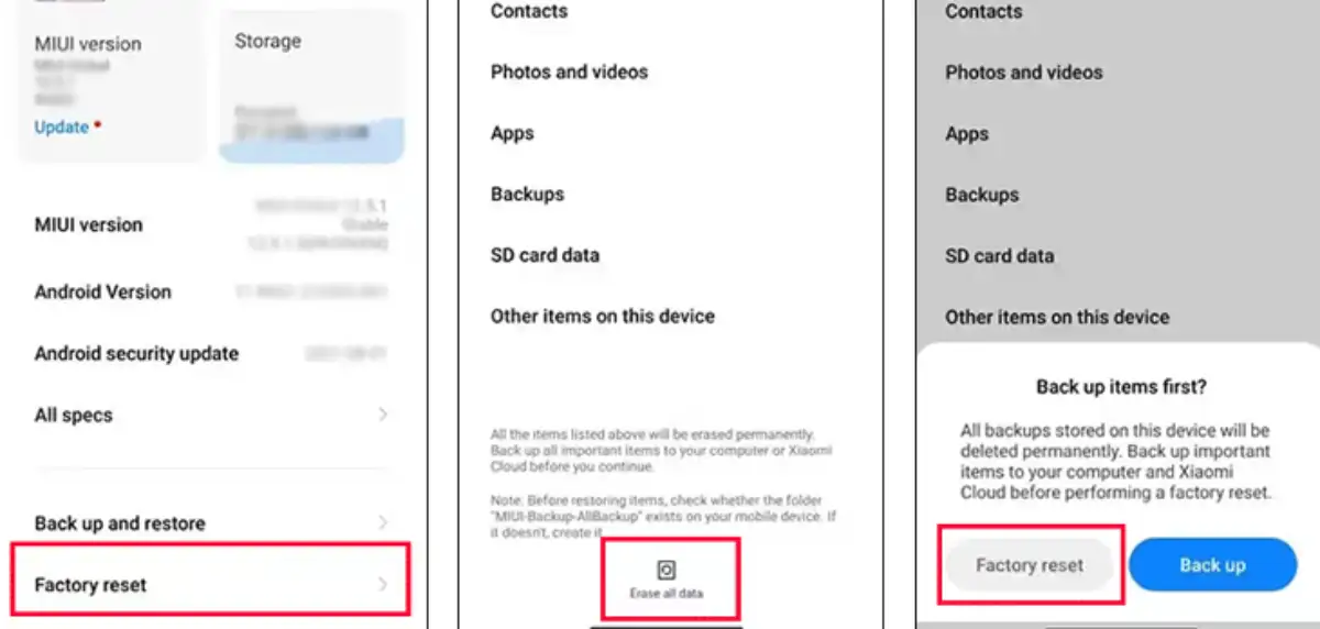بازنشانی تنظیمات کارخانه