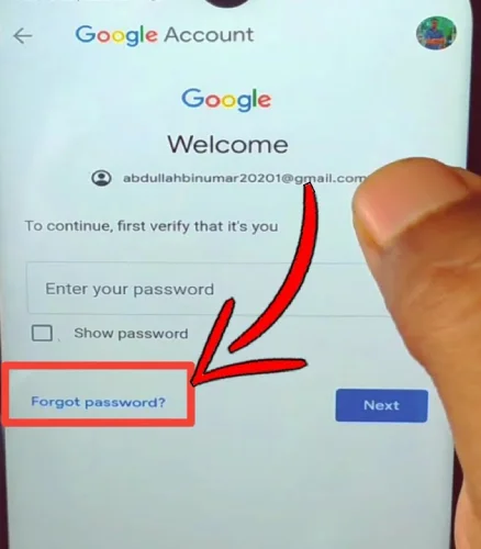 فراموشی رمز گوگل 