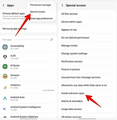 نصب از برنامه های ناشناخته