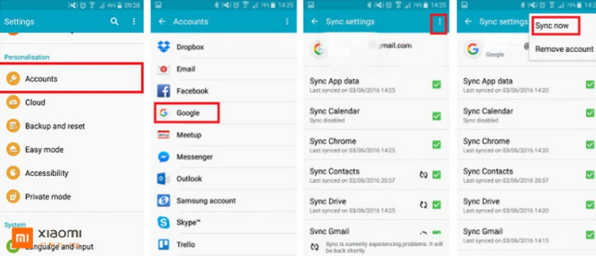 انتقال اطلاعات از طریق حساب گوگل