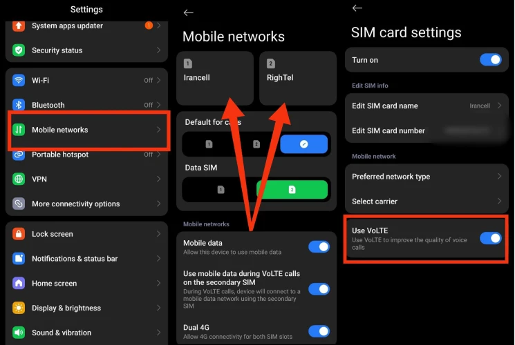 فعال سازی VoLTE ایرانسل شیائومی