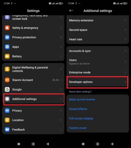 Developer Options شیائومی کجاست؟