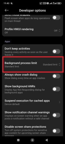 Limit background processes