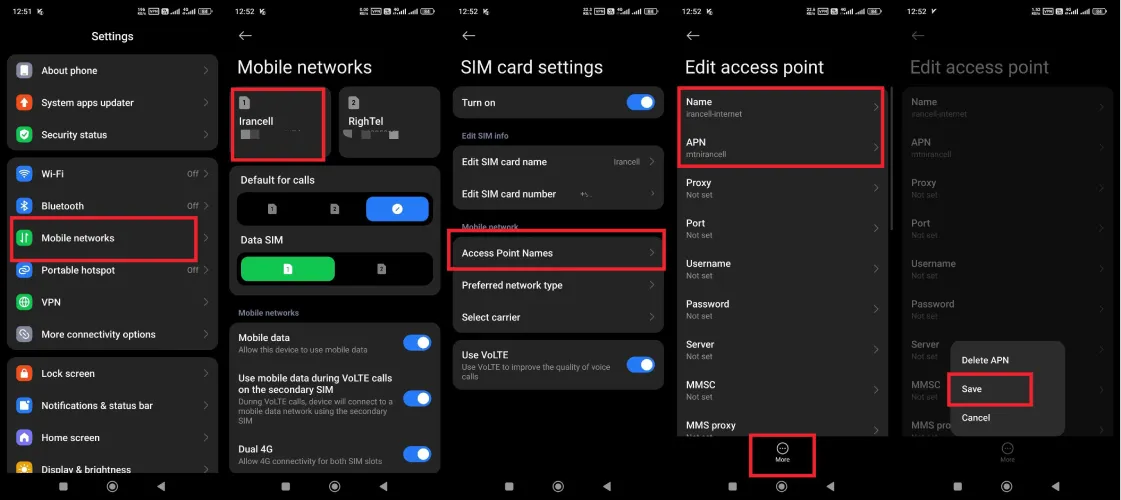 بررسی و تنظیم APN ایرانسل