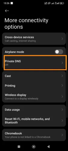 بررسی تنظیمات DNS و Private DNS