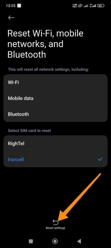 ریست تنظیمات شبکه در گوشی شیائومی