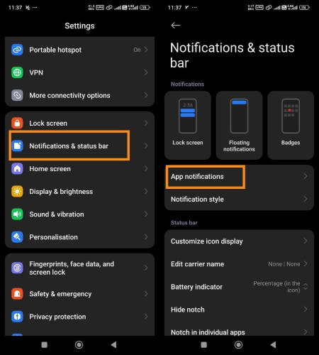 فعال سازی مجوز نمایش اعلان ها