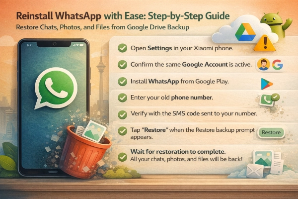 نصب مجدد واتساپ با استفاده از بکاپ Google Drive