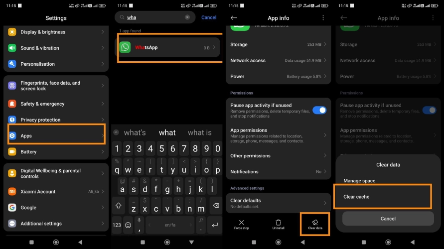 نصب مجدد واتساپ در گوشی شیائومی بدون حذف اطلاعات فعلی